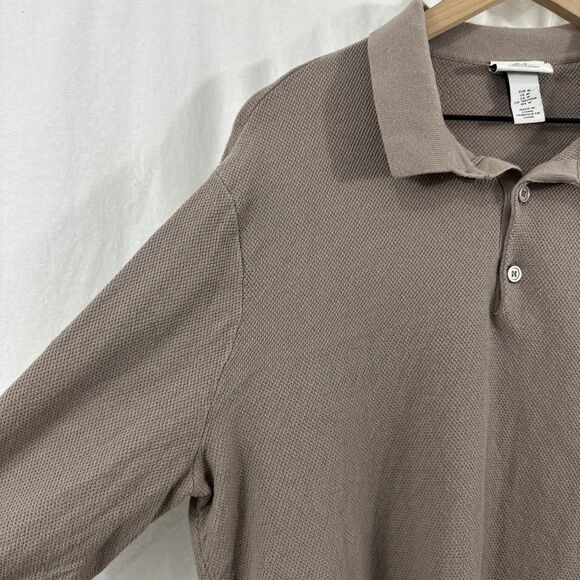 H&M Regular Fit Coupe Standard Brown Long Sleeve Polo Shirt Mens M Preppy - Picture 6 of 10